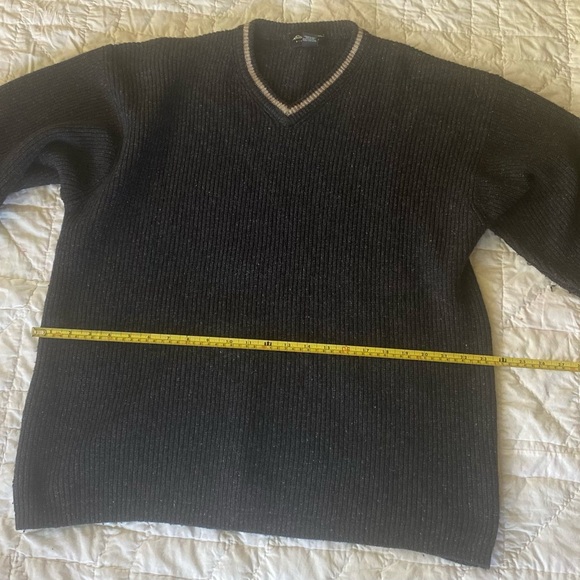 Vintage Eddie Bauer Lambswool Sweater V-Neck Mens XL Blue Long Sleeve - Picture 4 of 4